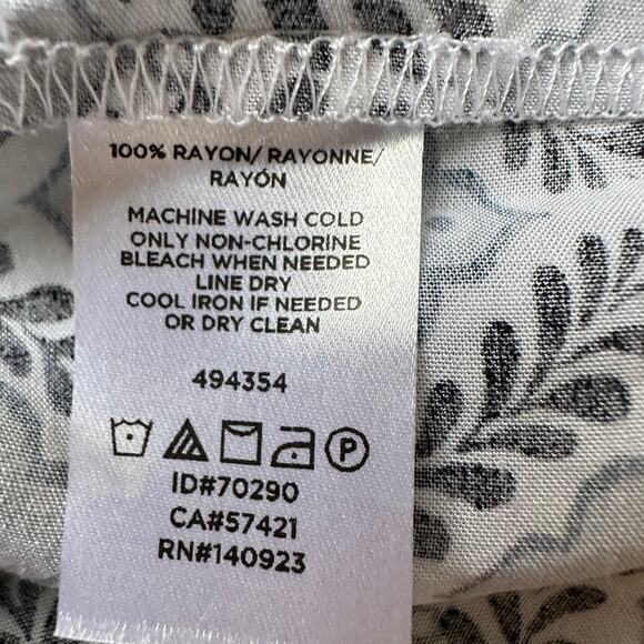 LOFT Women's SMALL Long Sleeve Blouse Split Neck Geometric Leaf Pattern Shirt - Picture 9 of 9